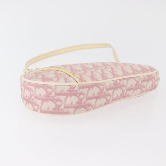 Christian Dior Trotter Canvas Saddle Pouch PVC Pink Silver Auth 178955