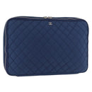 CHANEL Matelasse Christmas 2012 PC Case Nylon Blue Silver CC Auth 178958A-1