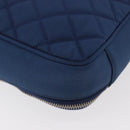 CHANEL Matelasse Christmas 2012 PC Case Nylon Blue Silver CC Auth 178958A-15