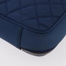 CHANEL Matelasse Christmas 2012 PC Case Nylon Blue Silver CC Auth 178958A-16