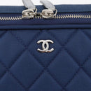 CHANEL Matelasse Christmas 2012 PC Case Nylon Blue Silver CC Auth 178958A-8