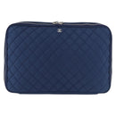 CHANEL Matelasse Christmas 2012 PC Case Nylon Blue Silver CC Auth 178958A-13
