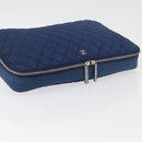 CHANEL Matelasse Christmas 2012 PC Case Nylon Blue Silver CC Auth 178958A-5