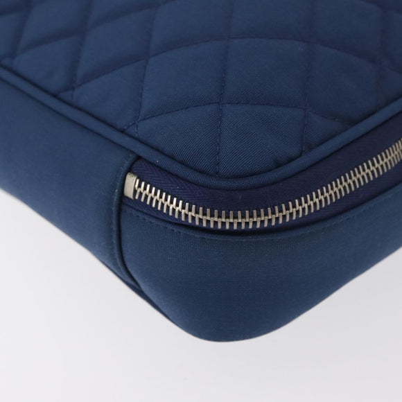 CHANEL Matelasse Christmas 2012 PC Case Nylon Blue Silver CC Auth 178958A