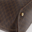 CELINE Macadam Canvas Hand Bag PVC Leather Brown Gold Auth 178960-15
