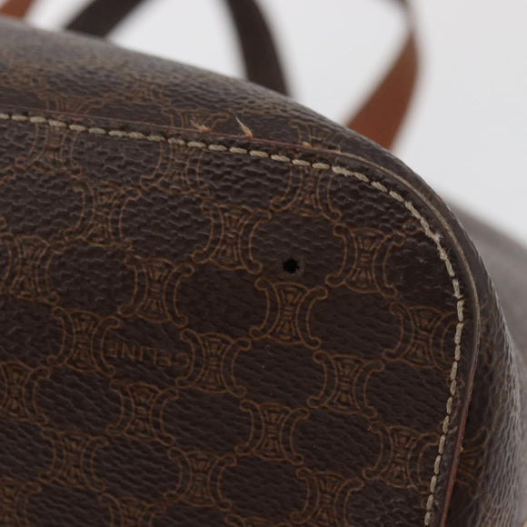 CELINE Macadam Canvas Hand Bag PVC Leather Brown Gold Auth 178960