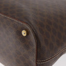 CELINE Macadam Canvas Hand Bag PVC Leather Brown Gold Auth 178960-18