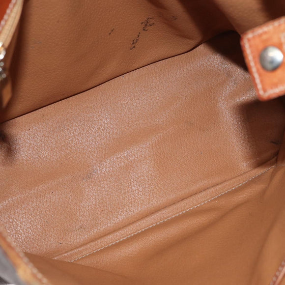 CELINE Macadam Canvas Hand Bag PVC Leather Brown Gold Auth 178960