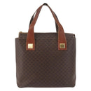 CELINE Macadam Canvas Hand Bag PVC Leather Brown Gold Auth 178960-13