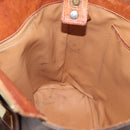 CELINE Macadam Canvas Hand Bag PVC Leather Brown Gold Auth 178960-22
