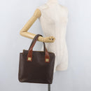 CELINE Macadam Canvas Hand Bag PVC Leather Brown Gold Auth 178960-26