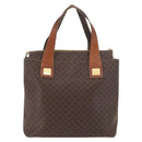 CELINE Macadam Canvas Hand Bag PVC Leather Brown Gold Auth 178960-2