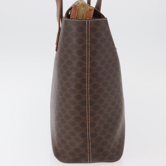 CELINE Macadam Canvas Hand Bag PVC Leather Brown Gold Auth 178960