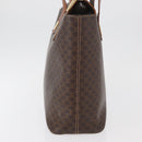 CELINE Macadam Canvas Hand Bag PVC Leather Brown Gold Auth 178960-4
