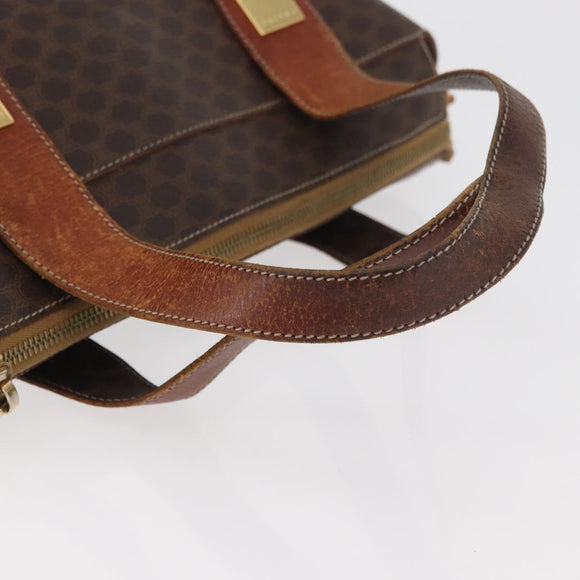 CELINE Macadam Canvas Hand Bag PVC Leather Brown Gold Auth 178960