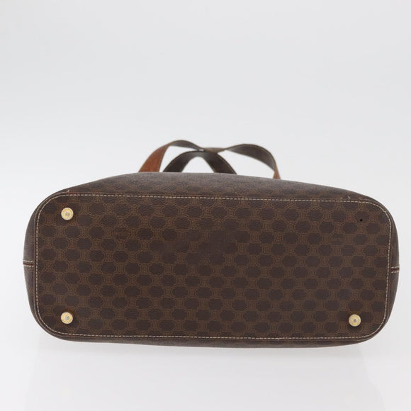 CELINE Macadam Canvas Hand Bag PVC Leather Brown Gold Auth 178960