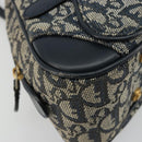 Christian Dior Trotter Canvas Double Saddle Boston Bag Navy Gold Auth 178964A-11