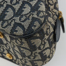 Christian Dior Trotter Canvas Double Saddle Boston Bag Navy Gold Auth 178964A-12