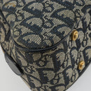 Christian Dior Trotter Canvas Double Saddle Boston Bag Navy Gold Auth 178964A-13