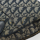Christian Dior Trotter Canvas Double Saddle Boston Bag Navy Gold Auth 178964A-14