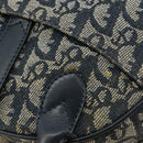 Christian Dior Trotter Canvas Double Saddle Boston Bag Navy Gold Auth 178964A-15