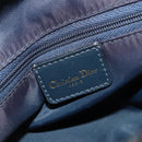 Christian Dior Trotter Canvas Double Saddle Boston Bag Navy Gold Auth 178964A-18