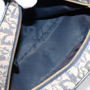 Christian Dior Trotter Canvas Double Saddle Boston Bag Navy Gold Auth 178964A-19