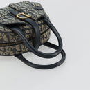 Christian Dior Trotter Canvas Double Saddle Boston Bag Navy Gold Auth 178964A-7