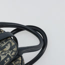 Christian Dior Trotter Canvas Double Saddle Boston Bag Navy Gold Auth 178964A-8