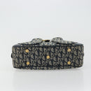 Christian Dior Trotter Canvas Double Saddle Boston Bag Navy Gold Auth 178964A-9