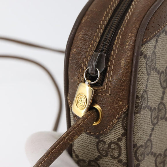 GUCCI GG Supreme Web Sherry Line Bag PVC Beige Gold 89 02 066 Auth 178969