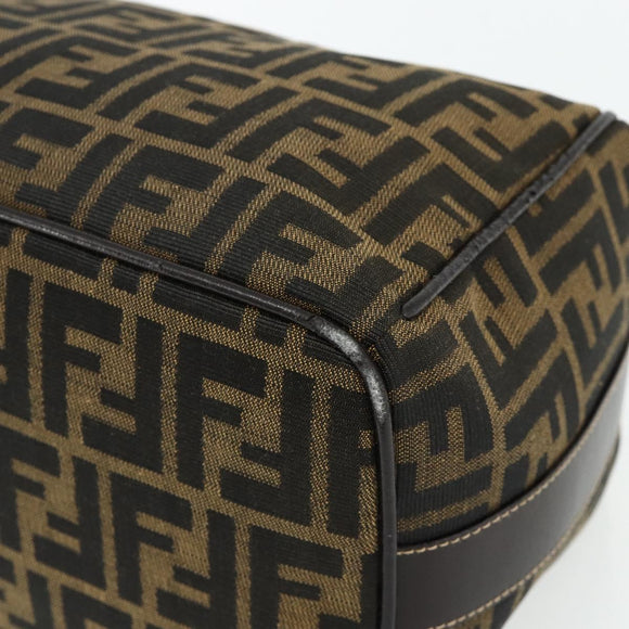 FENDI Zucca Canvas Vanity Pouch Brown Black Auth 178970