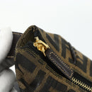 FENDI Zucca Canvas Vanity Pouch Brown Black Auth 178970-10