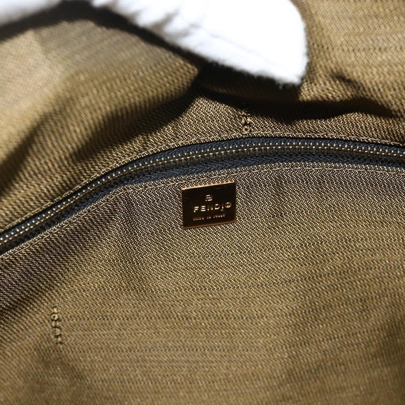 FENDI Zucca Canvas Vanity Pouch Brown Black Auth 178970