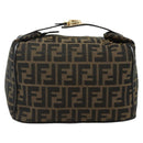 FENDI Zucca Canvas Vanity Pouch Brown Black Auth 178970-13