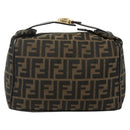 FENDI Zucca Canvas Vanity Pouch Brown Black Auth 178970-2