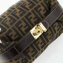 FENDI Zucca Canvas Vanity Pouch Brown Black Auth 178970-6