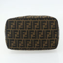 FENDI Zucca Canvas Vanity Pouch Brown Black Auth 178970-5