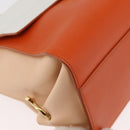 Salvatore Ferragamo Gancini Sofia Hand Bag Leather 2way Orange Gold Auth 178971A-13