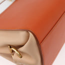 Salvatore Ferragamo Gancini Sofia Hand Bag Leather 2way Orange Gold Auth 178971A-15
