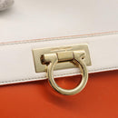 Salvatore Ferragamo Gancini Sofia Hand Bag Leather 2way Orange Gold Auth 178971A-18