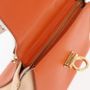 Salvatore Ferragamo Gancini Sofia Hand Bag Leather 2way Orange Gold Auth 178971A-20