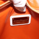 Salvatore Ferragamo Gancini Sofia Hand Bag Leather 2way Orange Gold Auth 178971A-22