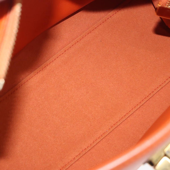 Salvatore Ferragamo Gancini Sofia Hand Bag Leather 2way Orange Gold Auth 178971A