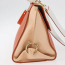 Salvatore Ferragamo Gancini Sofia Hand Bag Leather 2way Orange Gold Auth 178971A-6