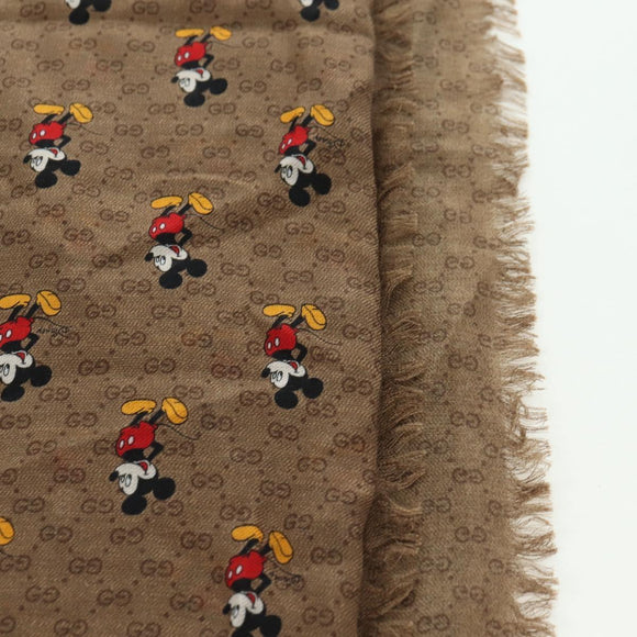 GUCCI MicroGG Disney Collaboration Mickey Mouse Stole Silk Beige Auth 178978SAM