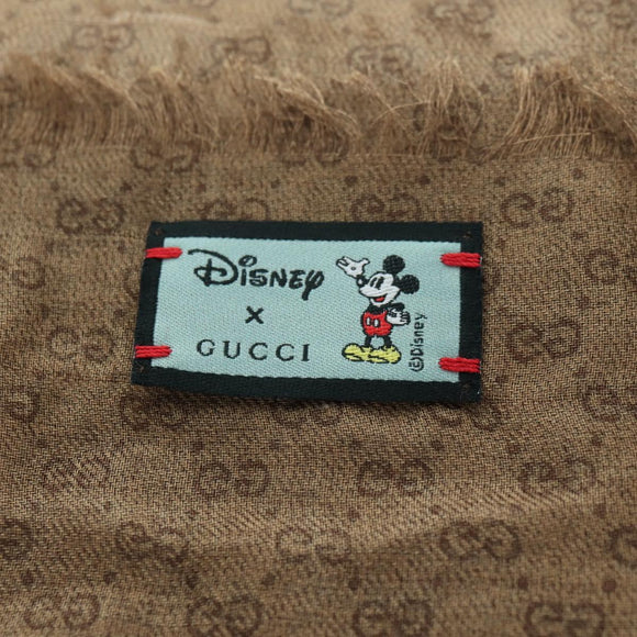 GUCCI MicroGG Disney Collaboration Mickey Mouse Stole Silk Beige Auth 178978SAM