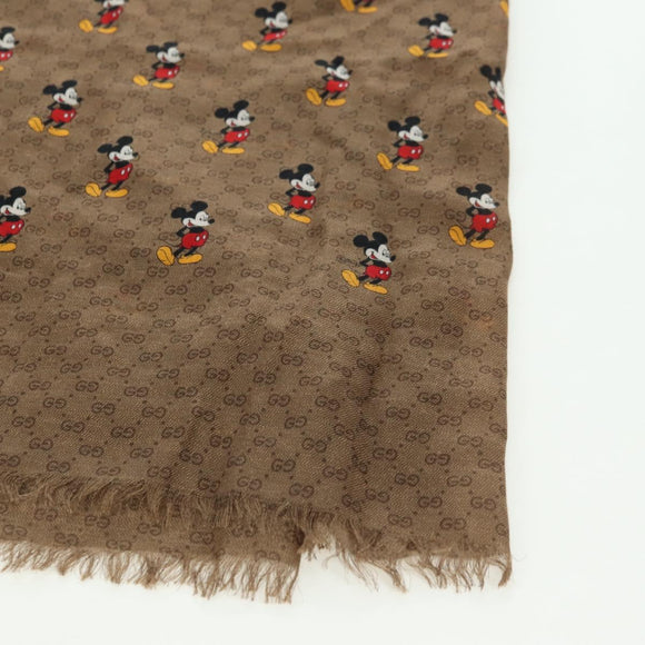 GUCCI MicroGG Disney Collaboration Mickey Mouse Stole Silk Beige Auth 178978SAM