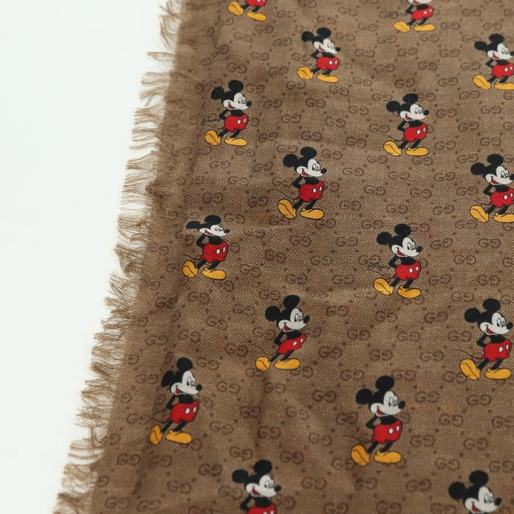 GUCCI MicroGG Disney Collaboration Mickey Mouse Stole Silk Beige Auth 178978SAM