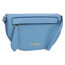 BURBERRY Shoulder Pouch Shoulder Bag Leather Light Blue Gold Auth 178979V-1